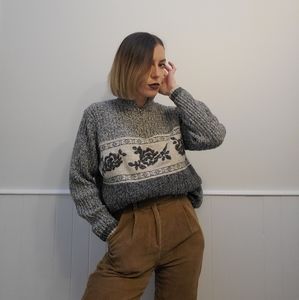 VINTAGE Northern Reflections Zip-Up Pullover Knit Sweater